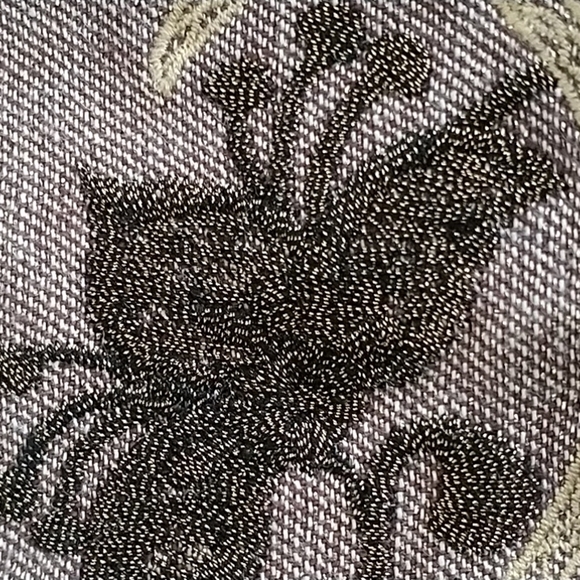 Chico's Gold/Brown Denim Jacket with Embroidery Sz Chico's 1 (Sz 8 or small) - Picture 11 of 14